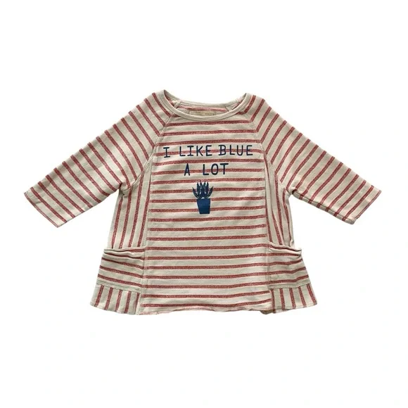 Zara Striped Kids Shirt with Blue Print and pockets - Picture 1 of 5